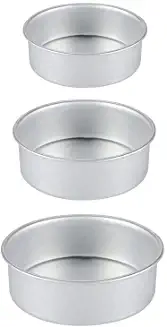 Aluminium Baking Round Cake Pan/Mould - 4, 5 & 6 Diameter x 4 Height  for Cake (Set of 3 Pieces)